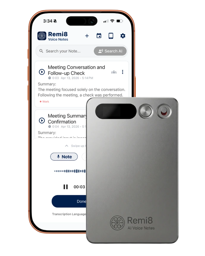 Remi8 AI Meeting Recorder Device